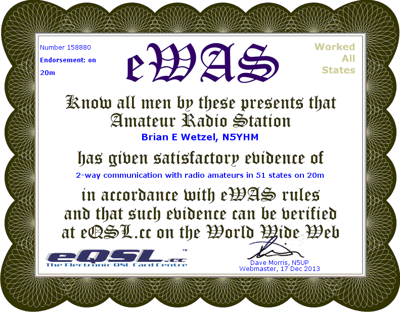 N5YHM eWAS 20m
